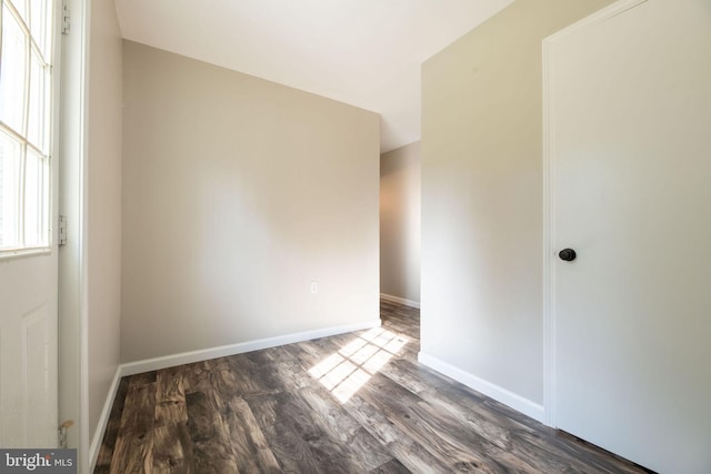 empty room featuring dark hardwood / wood-style flooring