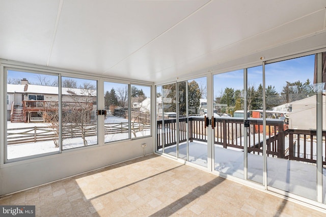 view of unfurnished sunroom