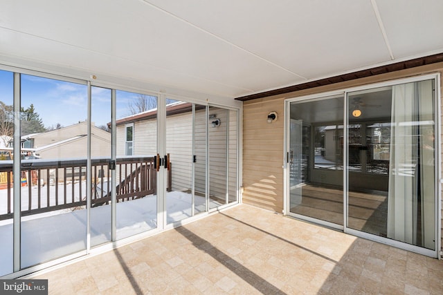 view of unfurnished sunroom