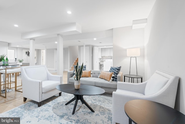 living room featuring light hardwood / wood-style flooring