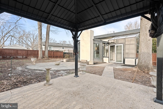 view of patio featuring a gazebo