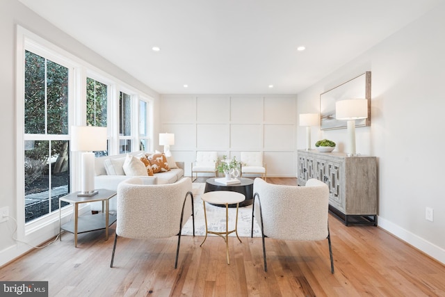 living room featuring light wood-type flooring