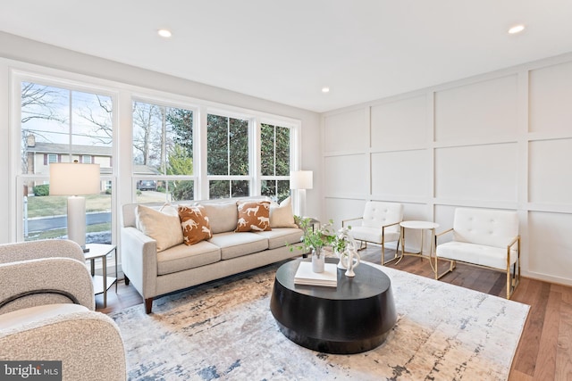 living room with wood-type flooring