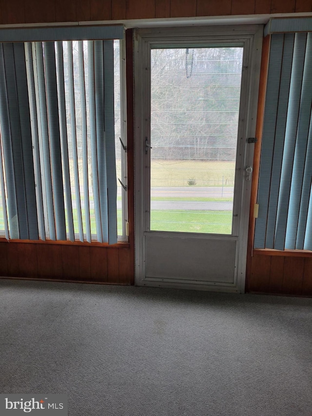 entryway featuring a healthy amount of sunlight and carpet flooring