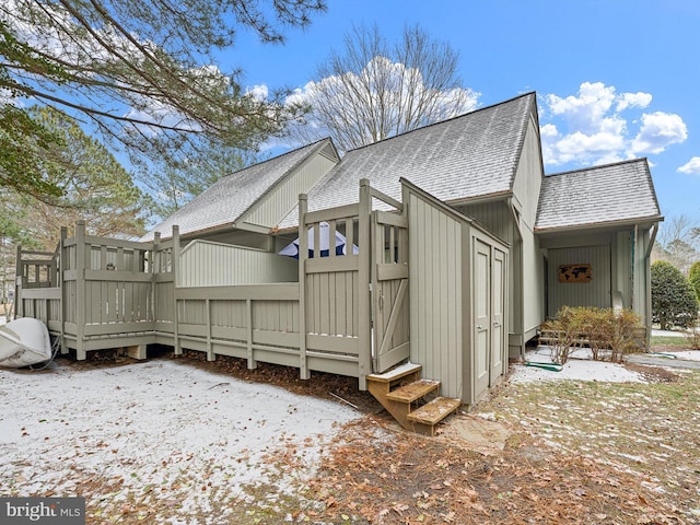 view of snow covered exterior