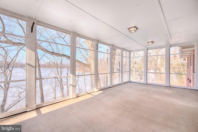 view of unfurnished sunroom