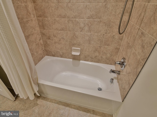 full bathroom with shower / bath combination with curtain