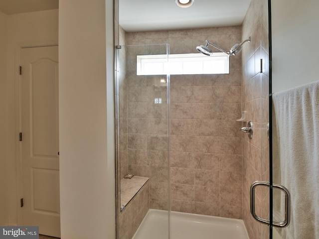 bathroom with a stall shower