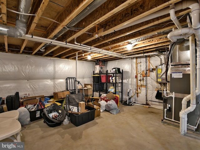 view of unfinished basement