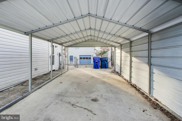 garage with a carport