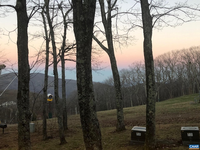 nature at dusk with a mountain view