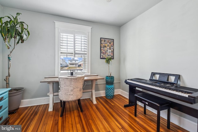 home office featuring dark hardwood / wood-style floors