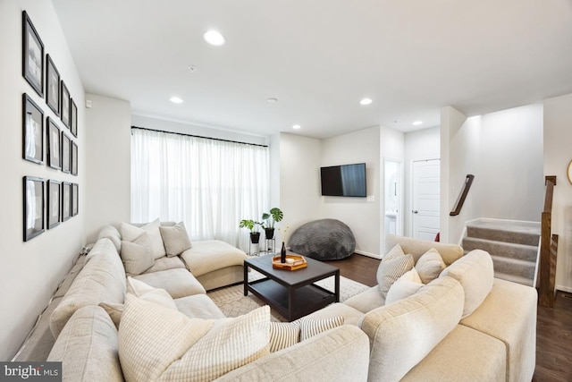 living room with hardwood / wood-style floors