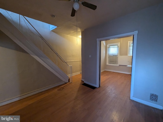 bonus room featuring hardwood / wood-style floors and ceiling fan