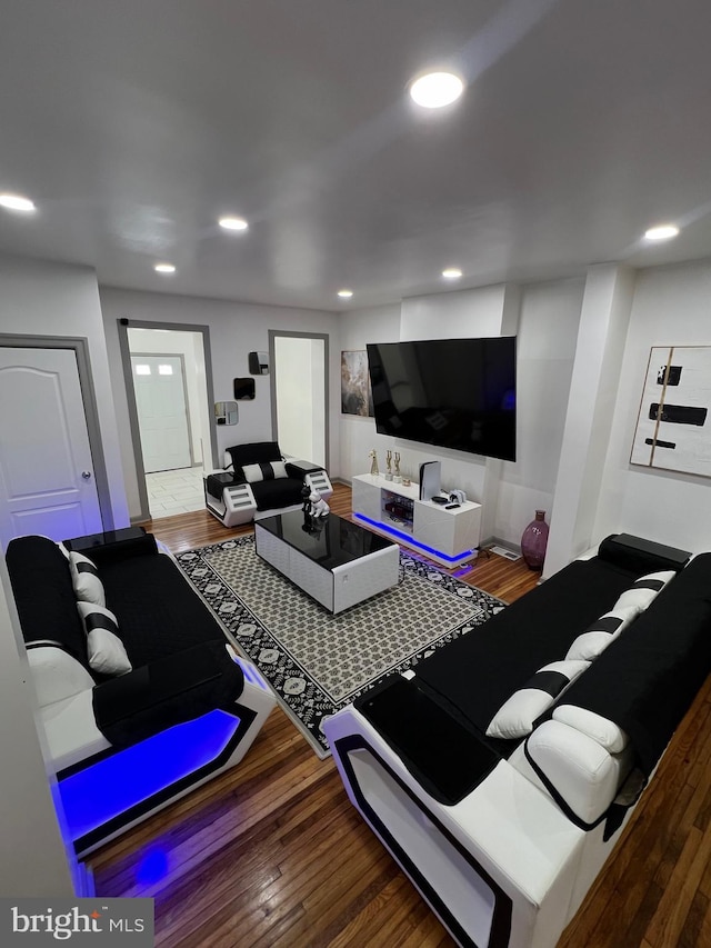 living room with hardwood / wood-style floors