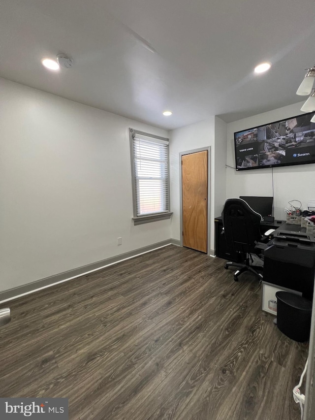 office featuring dark hardwood / wood-style flooring