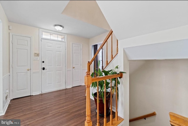 foyer featuring dark hardwood / wood-style floors