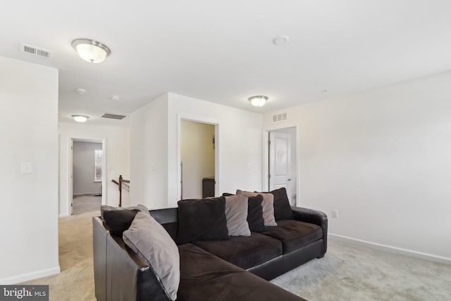 living room with light carpet