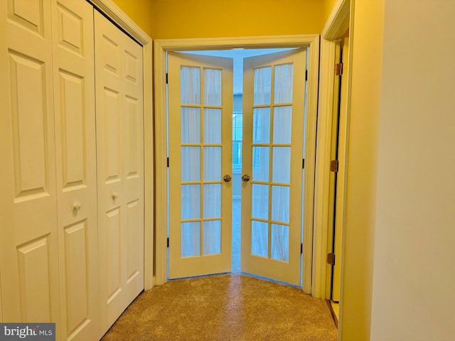 hallway featuring french doors