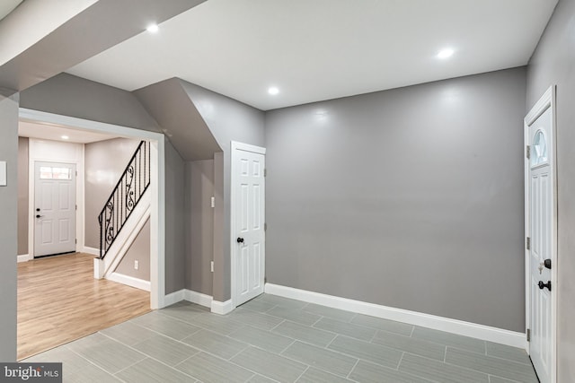 entrance foyer with light hardwood / wood-style floors