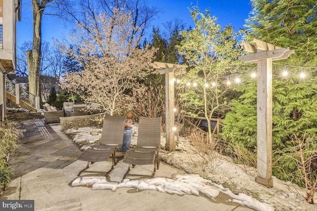 view of patio with a pergola