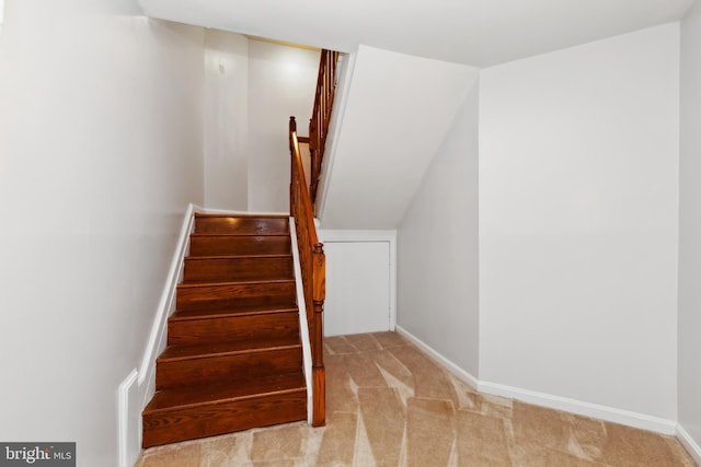 stairway with carpet flooring