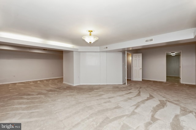 basement with light carpet