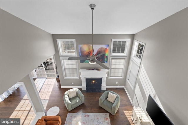 living room with hardwood / wood-style flooring