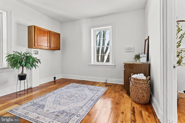 living area featuring light hardwood / wood-style flooring