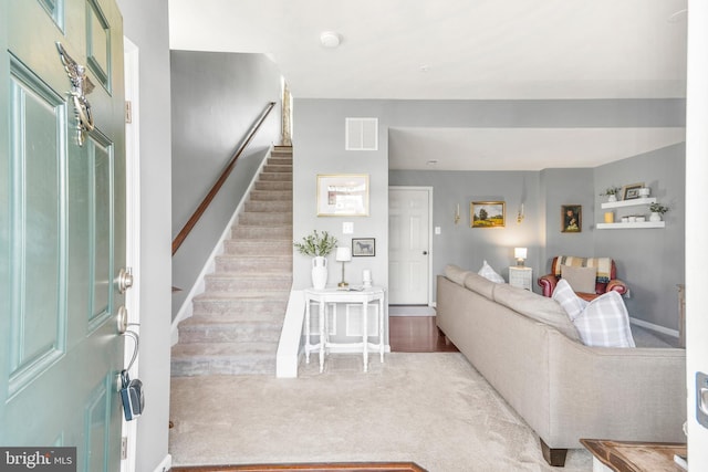 living room featuring carpet floors