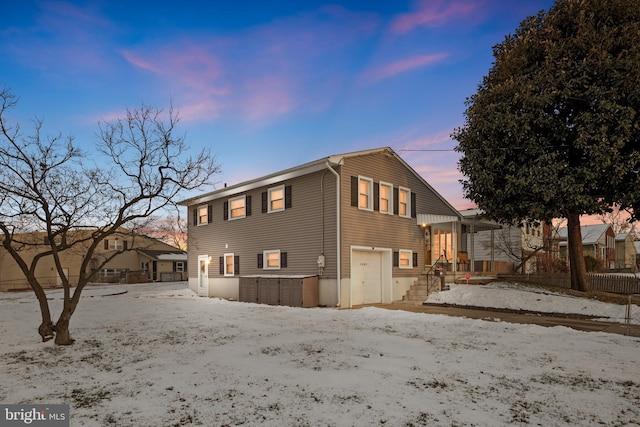 exterior space featuring a garage