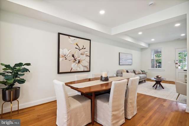 dining area featuring wood-type flooring