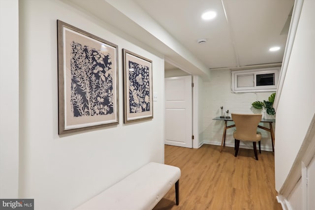 hall featuring light hardwood / wood-style floors