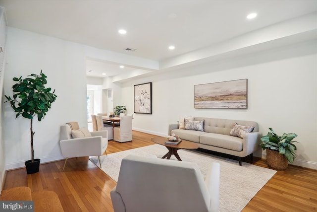 living room featuring light hardwood / wood-style floors