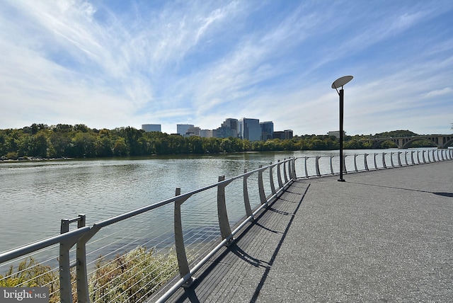 dock area featuring a water view