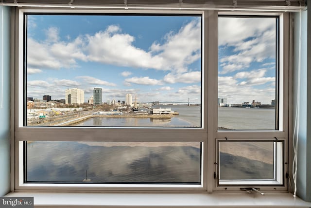 property view of water with a view of city