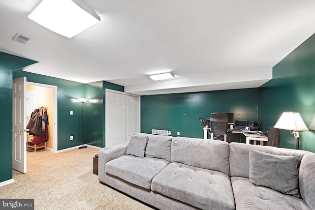 living room with carpet floors