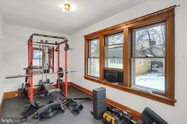 exercise room with cooling unit