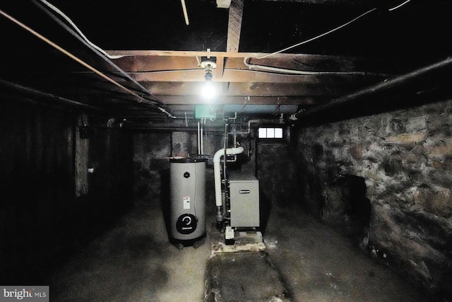 basement with water heater