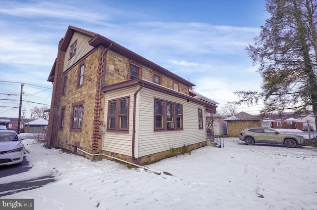 view of snow covered exterior