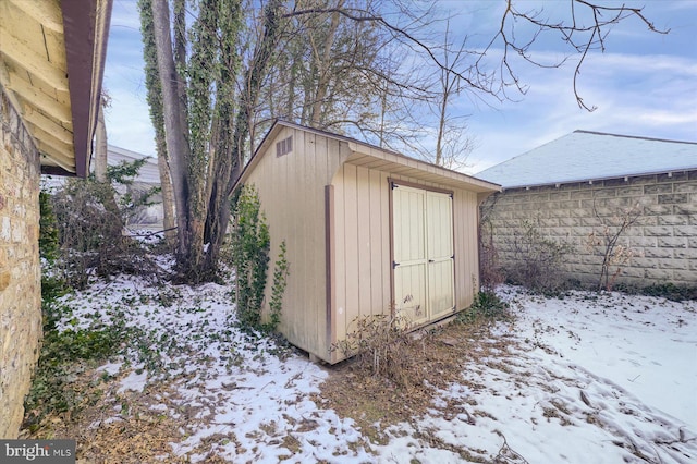 view of snow covered structure