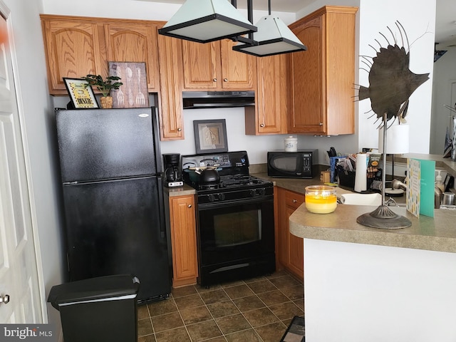 kitchen with black appliances