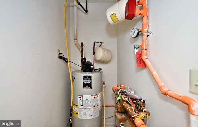 utility room featuring water heater