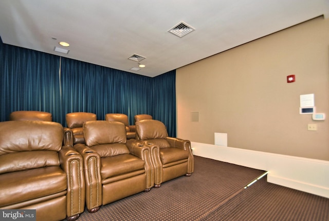 cinema room with carpet floors