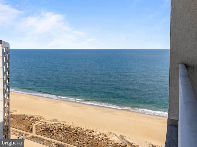 view of water feature featuring a beach view