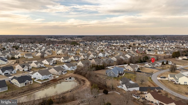 view of aerial view at dusk