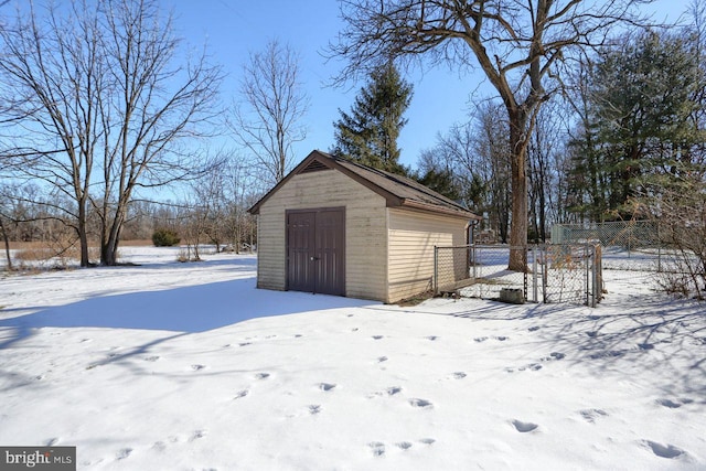 view of snow covered structure