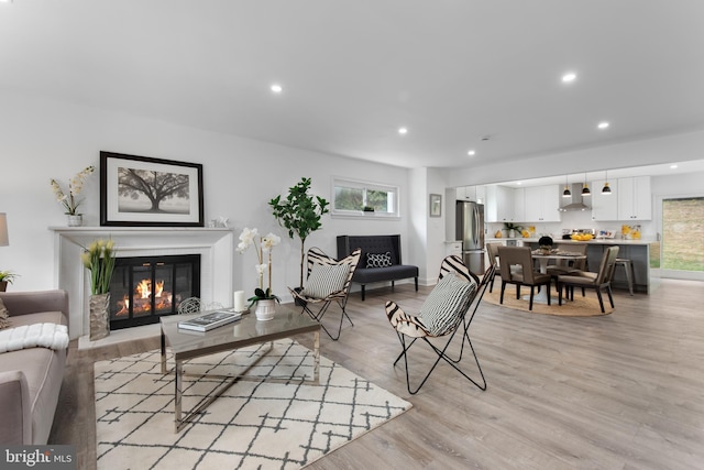 living room with light wood-type flooring