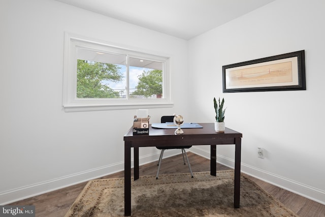 office space featuring hardwood / wood-style flooring