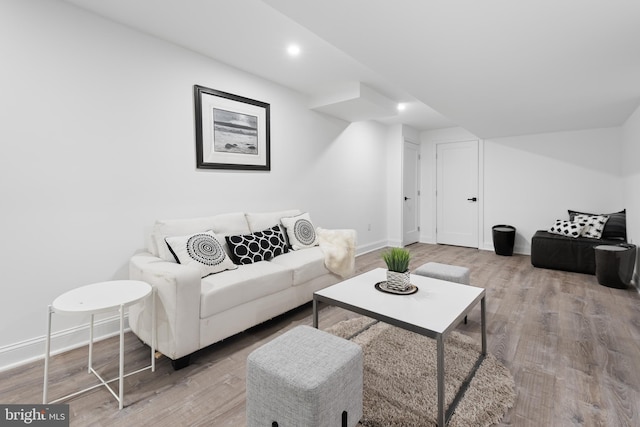 living room with hardwood / wood-style flooring